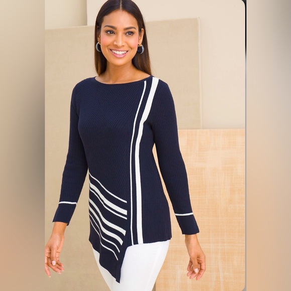 Chico's Sweaters - NWT Chico’s Travelers Asymmetrical-Hem Tunic Sweater |Size 8. (Size 1 in Chicos)